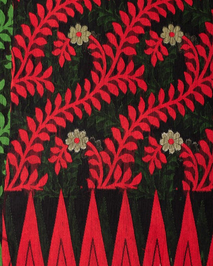 Exquisite DESH BIDESH Pure Cotton Jamdani Saree - Woven Tamarind Leaf Design