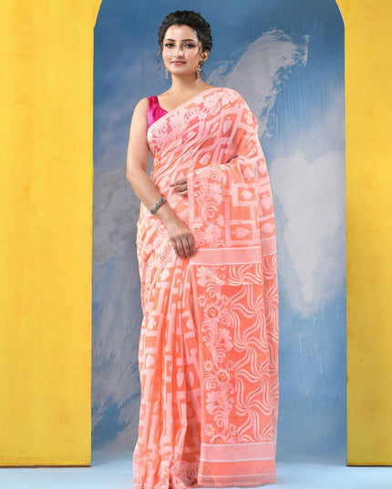 DESH BIDESH Traditional Warli Jamdani Saree with Woven Design for Women