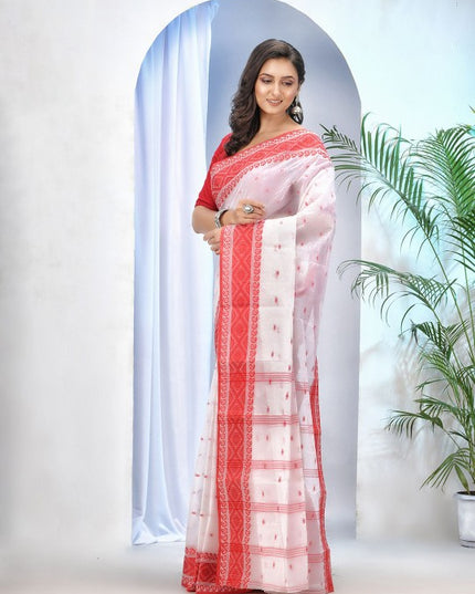 DESH BIDESH Woven Design Pure Cotton Jamdani Saree