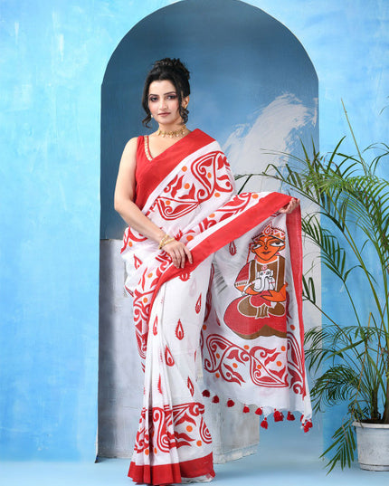 DESH BIDESH Ethnic Motifs Printed Pure Cotton Saree - Sarees for Women 36460828