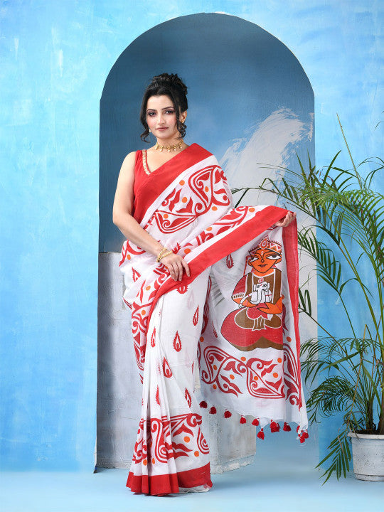 DESH BIDESH Ethnic Motifs Printed Pure Cotton Saree - Sarees for Women 36460828