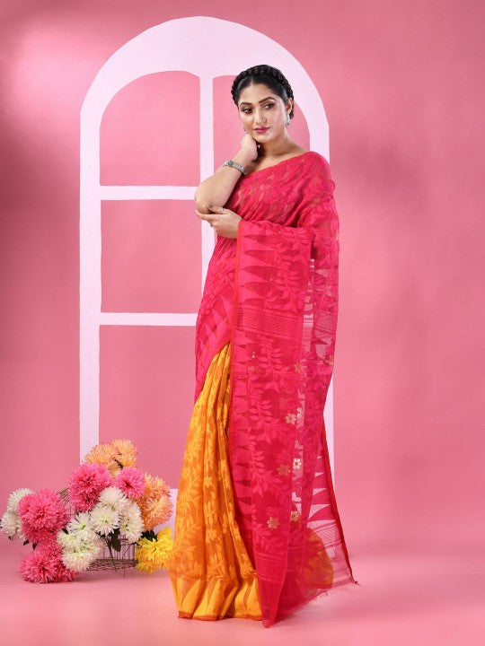 DESH BIDESH Woven Design Pure Cotton Taant Saree