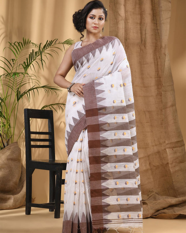 DESH BIDESH Woven Design Pure Cotton Taant Saree