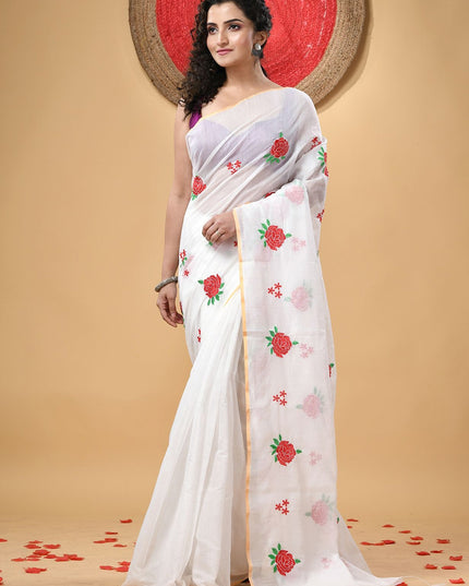 DESH BIDESH Exquisite Woven Design Floral Zari Saree for Women - Traditional Indian Wear