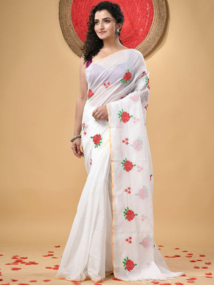 DESH BIDESH Exquisite Woven Design Floral Zari Saree for Women - Traditional Indian Wear