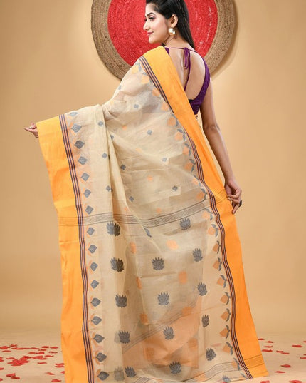 DESH BIDESH Women Woven Design Pure Cotton Handloom Taant Saree for Festive Occasions