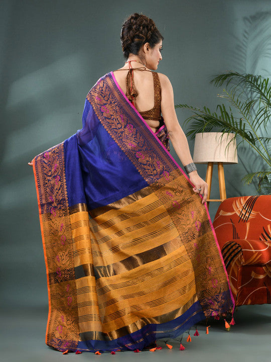DESH BIDESH Woven Design Zari Kanjeevaram Saree With Blouse Piece