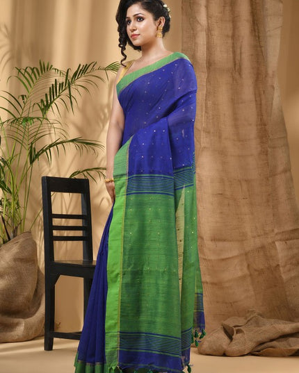 DESH BIDESH Ethnic Motifs Woven Design Sequinned Taant Saree