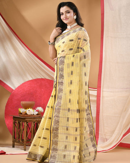 DESH BIDESH Ethnic Motifs Printed Zari Pure Cotton Saree