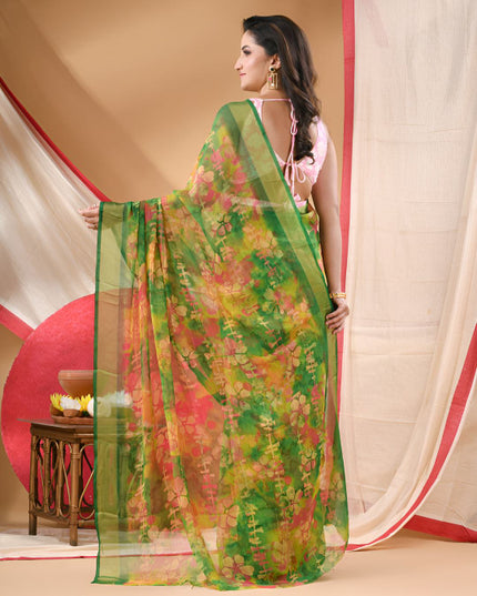 Floral Printed Zari border Saree