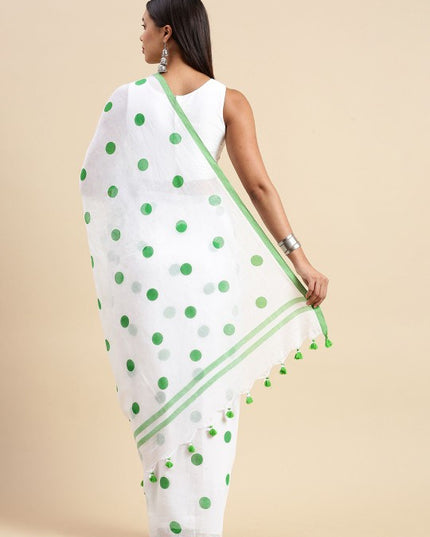 DESH BIDESH Polka Dot Pure Cotton Taant Saree