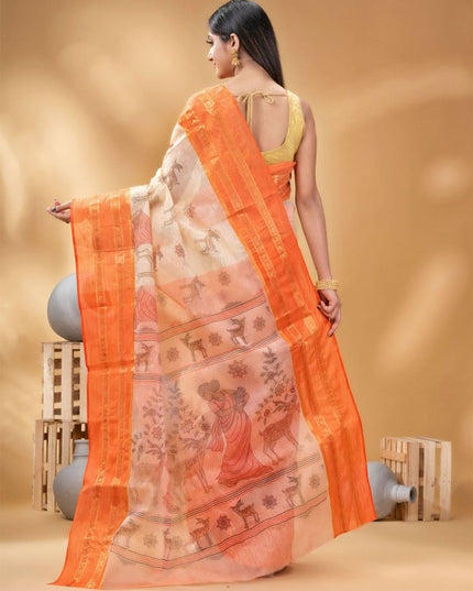 DESH BIDESH Woven Design Pure Cotton Taant Saree