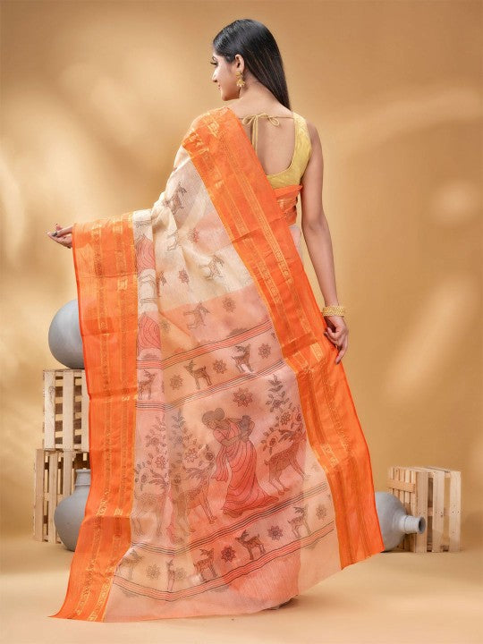 DESH BIDESH Woven Design Pure Cotton Taant Saree