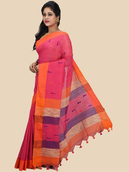 DESH BIDESH Woven Design Pure Cotton Taant Saree