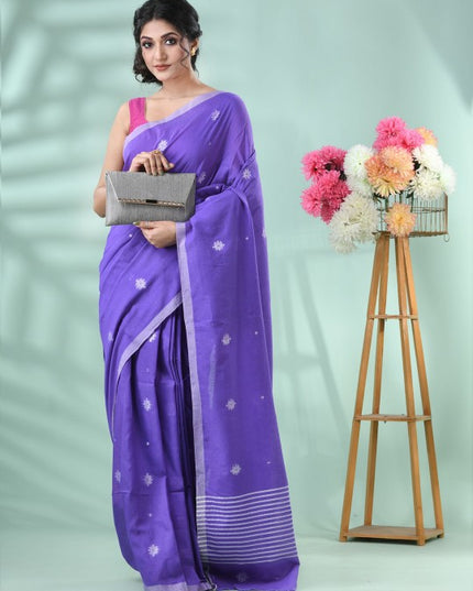 DESH BIDESH Women Woven Design Silk Cotton Saree in Radiant Purple