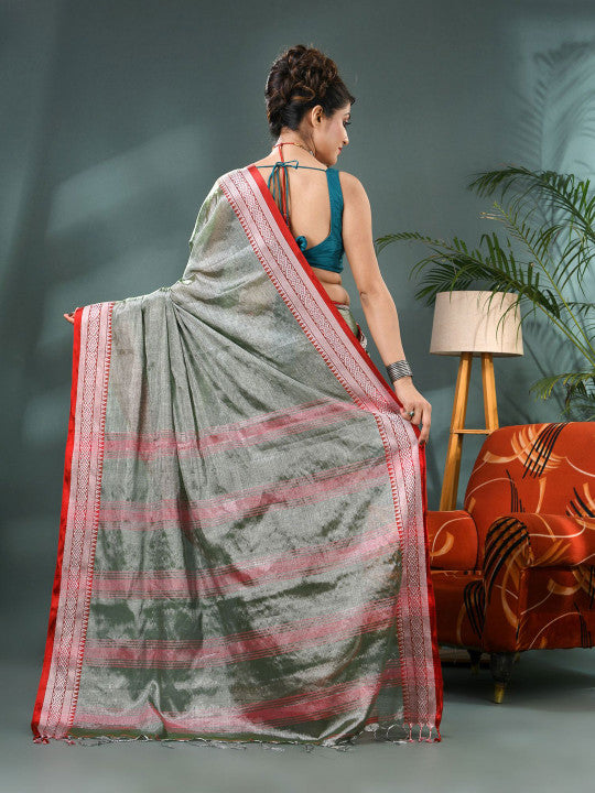 DESH BIDESH Zari Silk Cotton Bandhani Saree