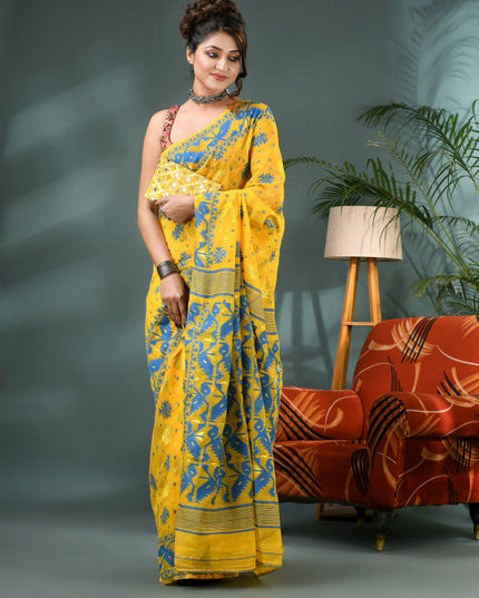 DESH BIDESH Woven Design Silk Cotton Jamdani Saree - Sarees for Women 35203832