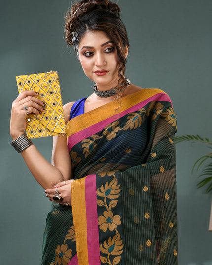 DESH BIDESH Woven Design Zari Pure Cotton Taant Saree