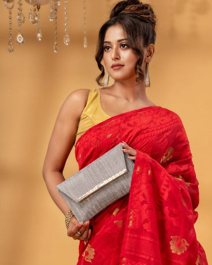 DESH BIDESH Floral Pure Cotton Jamdani Saree