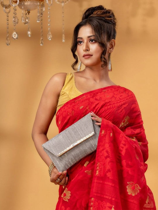 DESH BIDESH Floral Pure Cotton Jamdani Saree
