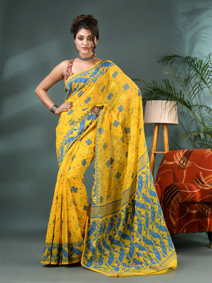 DESH BIDESH Woven Design Silk Cotton Jamdani Saree - Sarees for Women 35203832