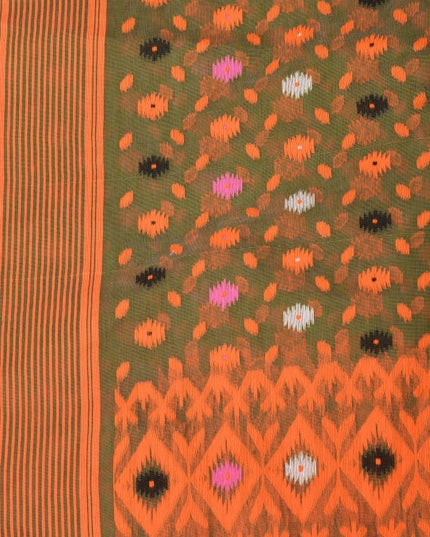 Exquisite DESH BIDESH Pure Cotton Jamdani Saree with Woven Design Border