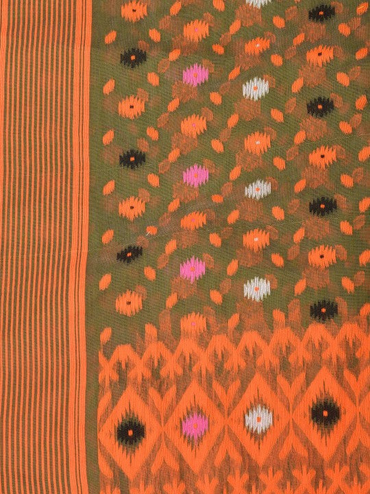 Exquisite DESH BIDESH Pure Cotton Jamdani Saree with Woven Design Border