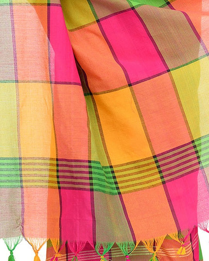 DESH BIDESH Checked Pure Cotton Taant Saree