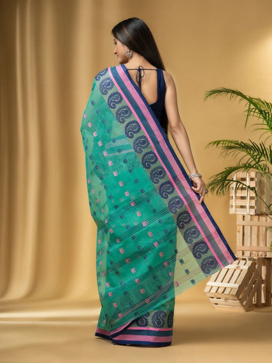 DESH BIDESH Woven Design Pure Cotton Taant Saree