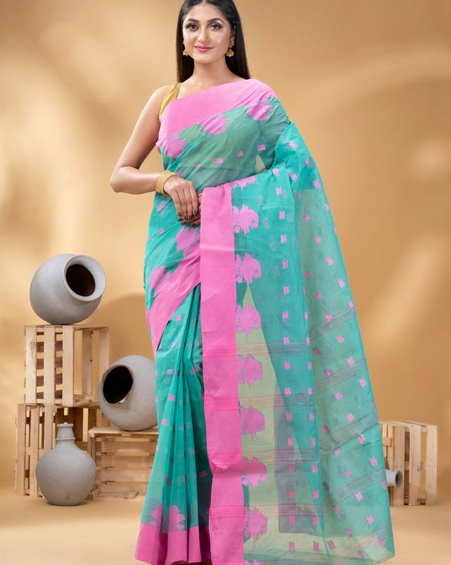 DESH BIDESH Woven Design Ethnic Motifs Pure Cotton Taant Saree