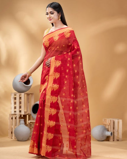 DESH BIDESH Ethnic Motifs Woven Design Pure Cotton Taant Saree