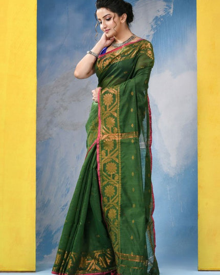 DESH BIDESH Women's Woven Design Zari Cotton Silk Saree