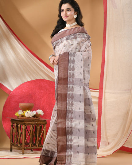 DESH BIDESH Woven Design Pure Cotton Taant Saree