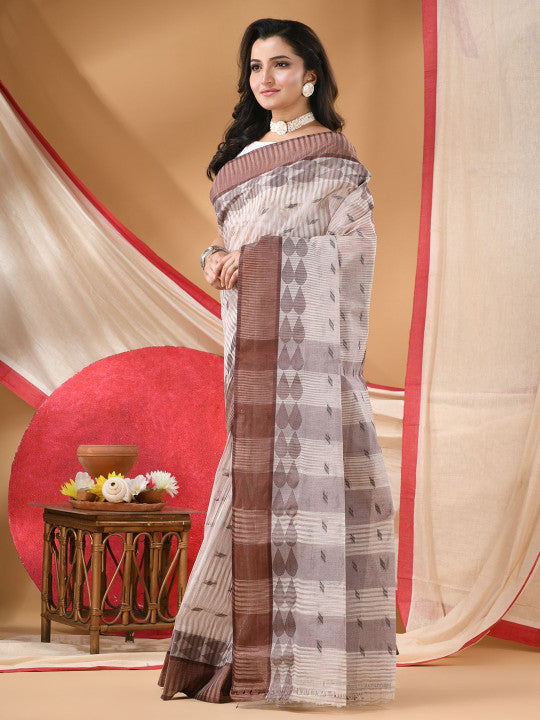 DESH BIDESH Woven Design Pure Cotton Taant Saree