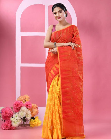 DESH BIDESH Woven Design Pure Cotton Taant Saree