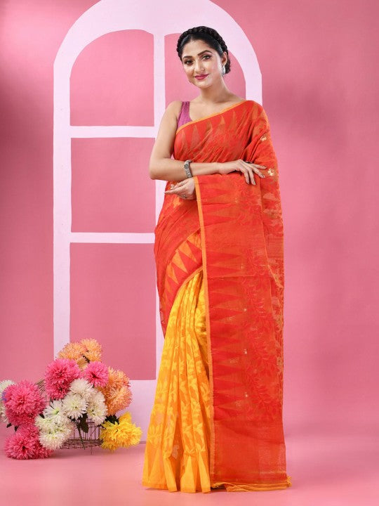 DESH BIDESH Woven Design Pure Cotton Taant Saree