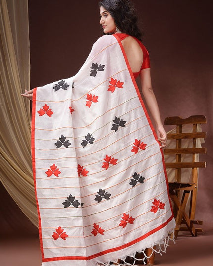 DESH BIDESH Floral Patchwork Pure Cotton Saree, Women's Traditional Wear