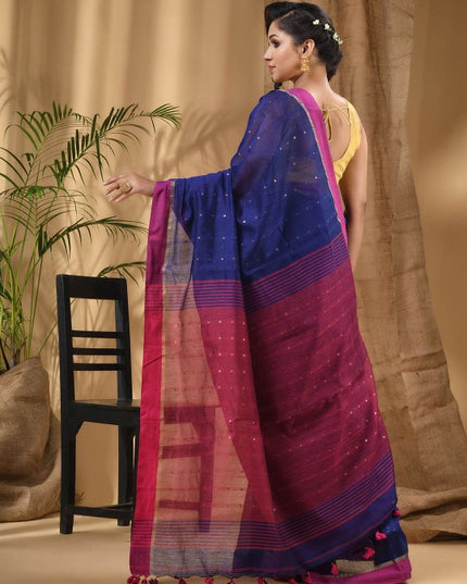 DESH BIDESH Embellished Sequinned Taant Saree