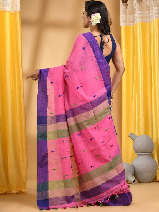 DESH BIDESH Woven Design Pure Cotton Taant Saree