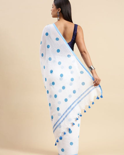 DESH BIDESH Polka Dot Printed Pure Cotton Taant Saree