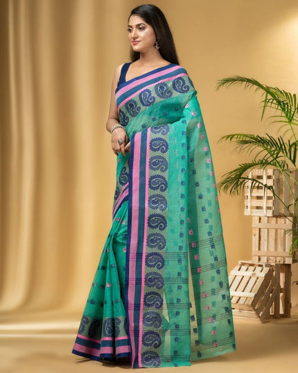 DESH BIDESH Woven Design Pure Cotton Taant Saree