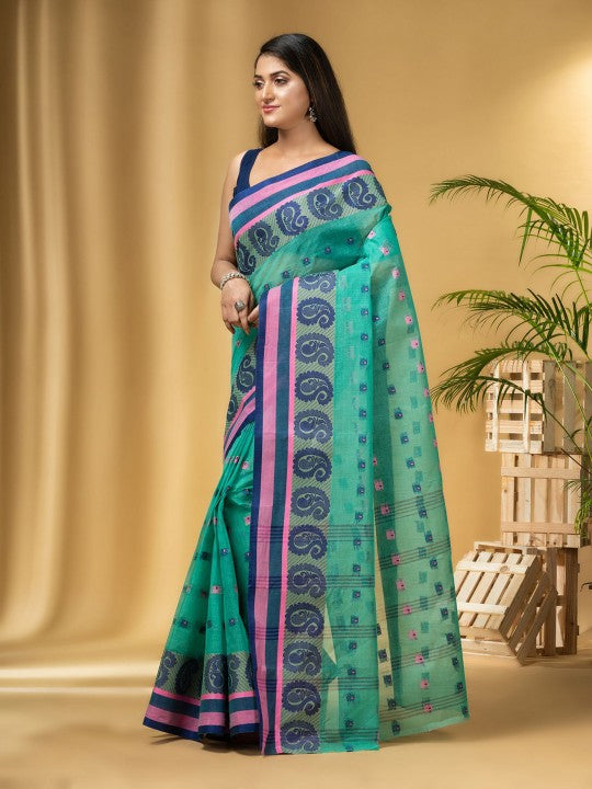 DESH BIDESH Woven Design Pure Cotton Taant Saree