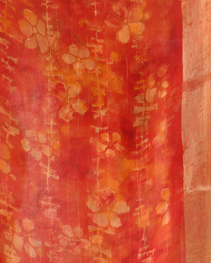 DESH BIDESH Women Floral Poly Chiffon Fusion Bandhani Saree