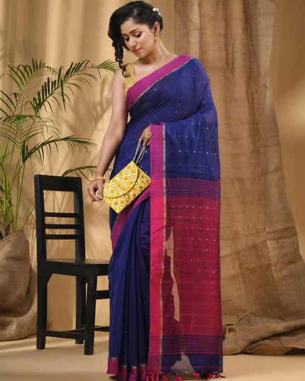 DESH BIDESH Embellished Sequinned Taant Saree