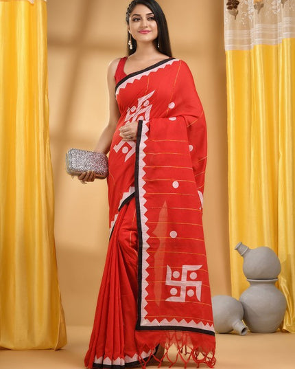 DESH BIDESH Women Woven Design Patchwork Pure Cotton Taant Saree