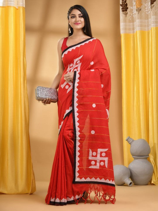 DESH BIDESH Women Woven Design Patchwork Pure Cotton Taant Saree