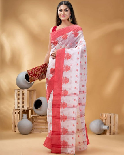 DESH BIDESH Floral Pure Cotton Taant Saree