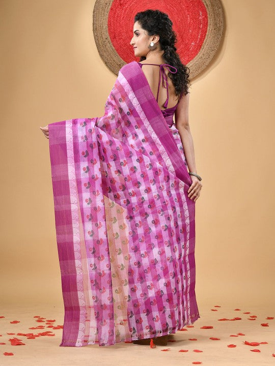 DESH BIDESH Floral Printed Pure Cotton Saree for Women