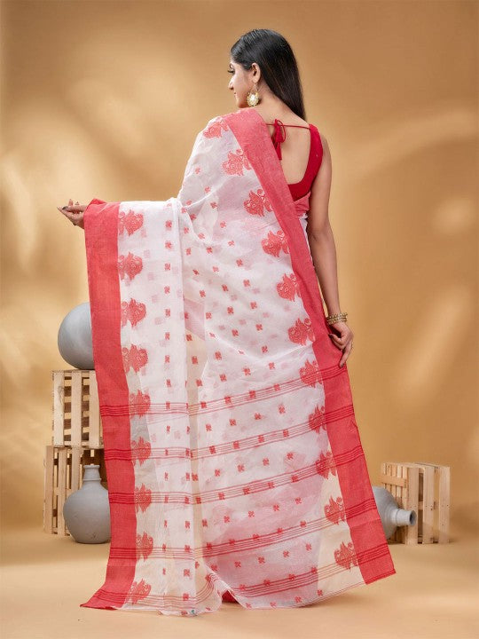 DESH BIDESH Floral Pure Cotton Taant Saree