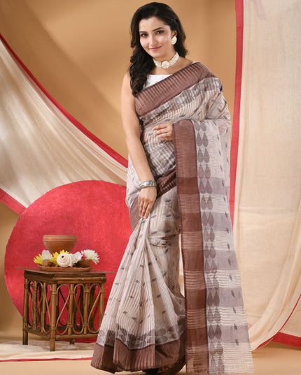 DESH BIDESH Woven Design Pure Cotton Taant Saree